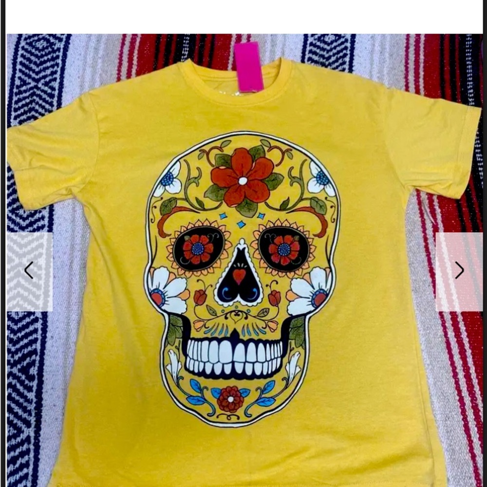Hasta Siempre Woman’s XXL Yellow Sugar Skull T-Shirt